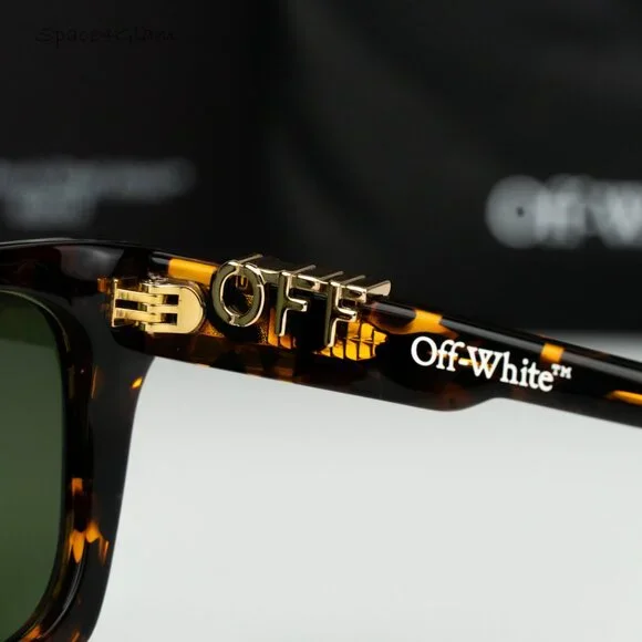 Off-White Men Sunglasses Havana Green Square OERI13E ALBANY 6055 NEW AUTHENTIC - Picture 7 of 9